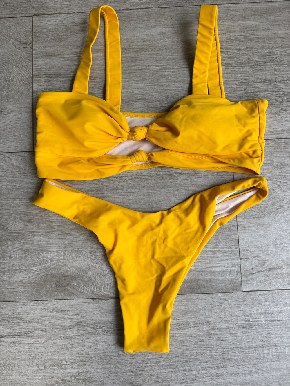 ZAFUL Size Large US 8 Bright Yellow Knot Bikini Set